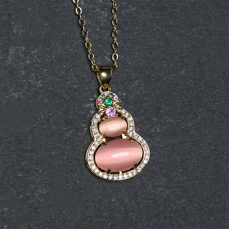 Buddha Stones Pink Chalcedony Gourd Optimism Necklace Pendant - image 11