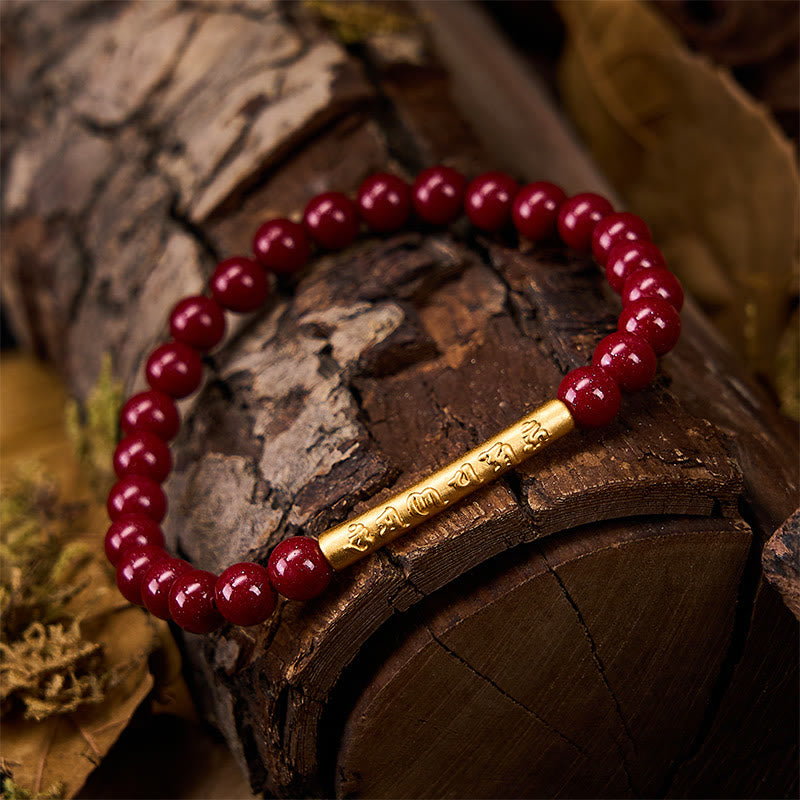 Buddha Stones Cinnabar 999 Sterling Silver Om Mani Padme Hum Wisdom Bracelet - image 3