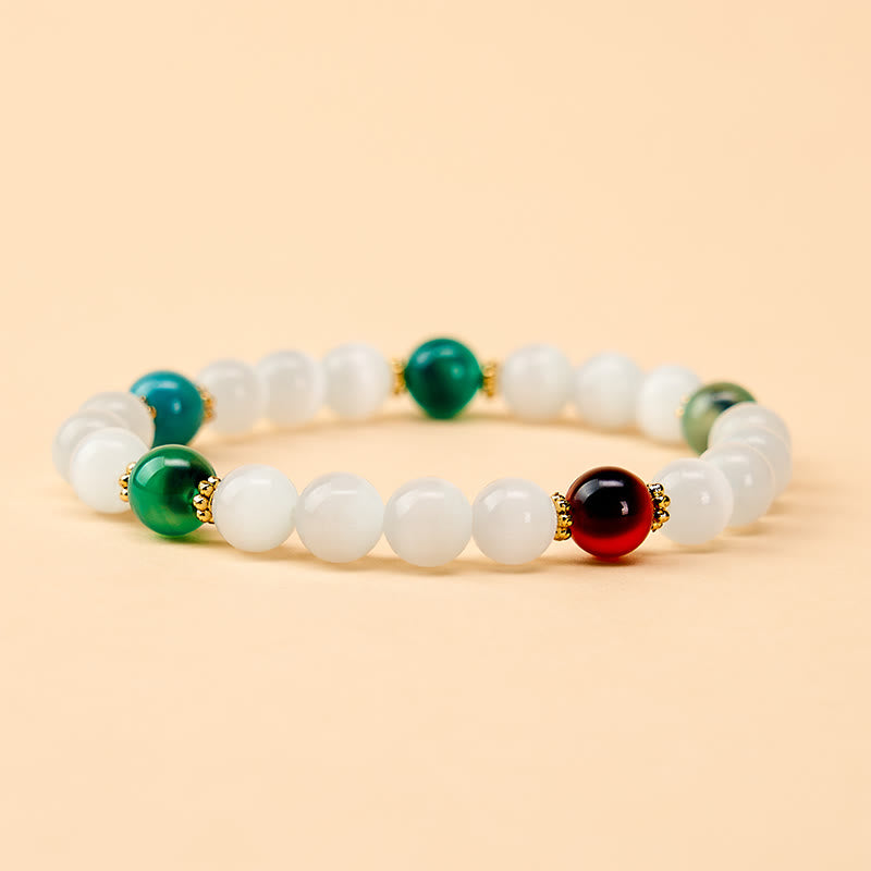 Buddha Stones White Cat's Eye Colorful Candy Agate Abundance Bracelet - image 9
