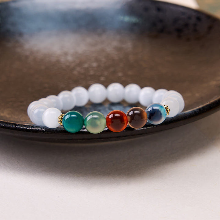 Buddha Stones White Cat's Eye Colorful Candy Agate Abundance Bracelet - image 2