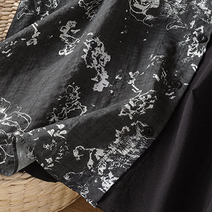 Buddha Stones Summer Minimalist Mandarin Collar Asymmetric Floral Print Women's Sleeveless Shirts - image 18