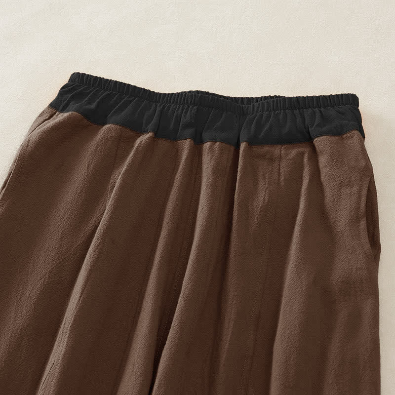 Buddha Stones Spring Casual Drawstring Solid Cotton Women's Harem Pants With Pockets - image 14