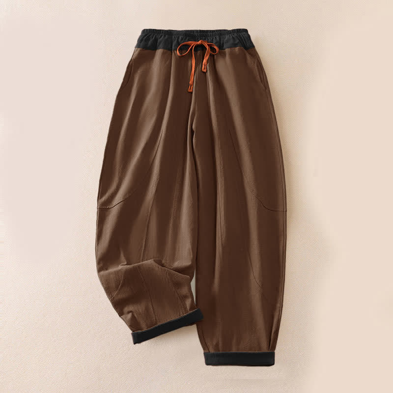 Buddha Stones Spring Casual Drawstring Solid Cotton Women's Harem Pants With Pockets - SaddleBrown - US16，UK/AU20，EU48 (3XL) - image 12