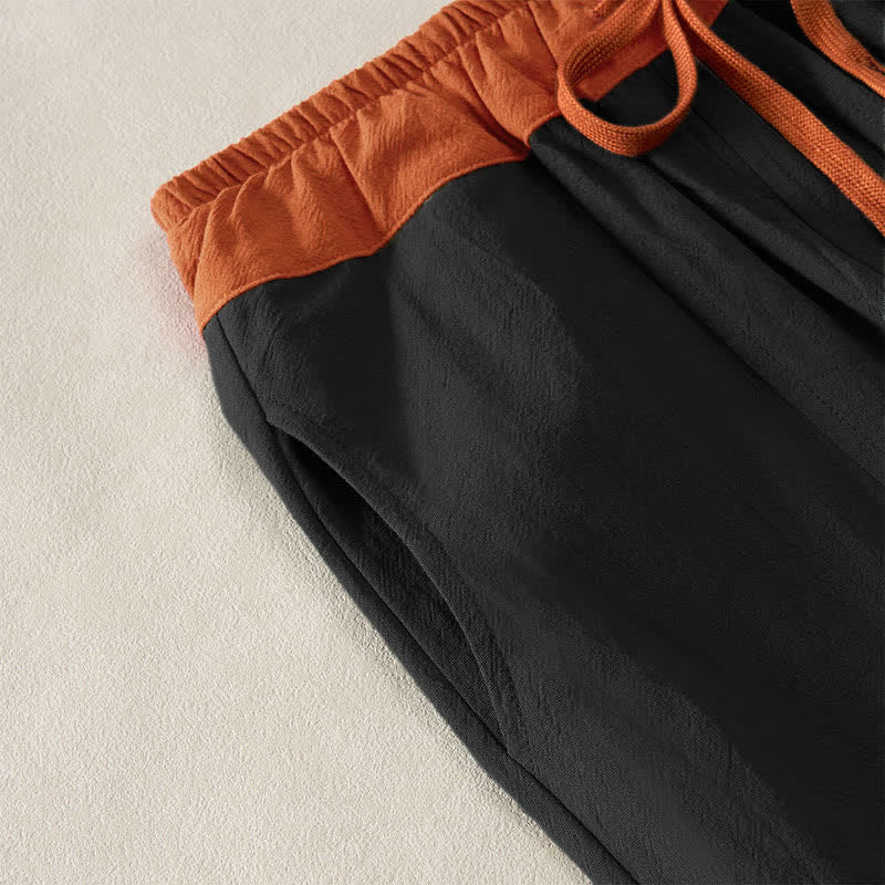 Buddha Stones Spring Casual Drawstring Solid Cotton Women's Harem Pants With Pockets - image 9