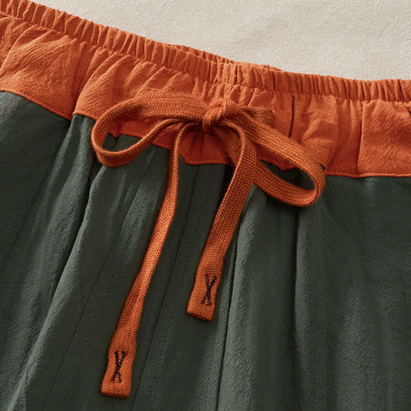 Buddha Stones Spring Casual Drawstring Solid Cotton Women's Harem Pants With Pockets - image 1