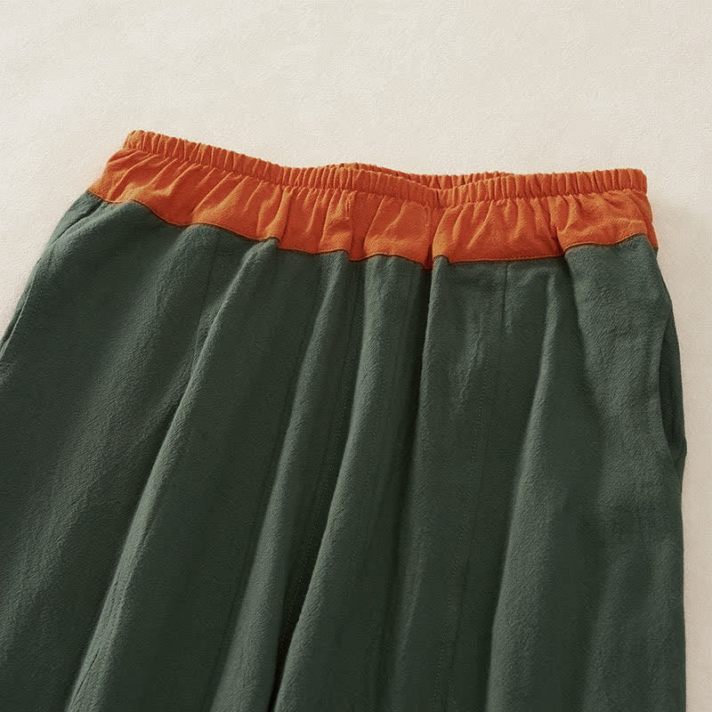 Buddha Stones Spring Casual Drawstring Solid Cotton Women's Harem Pants With Pockets - image 2