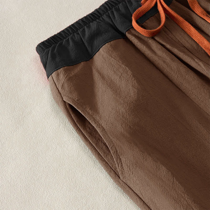 Buddha Stones Spring Casual Drawstring Solid Cotton Women's Harem Pants With Pockets - image 15