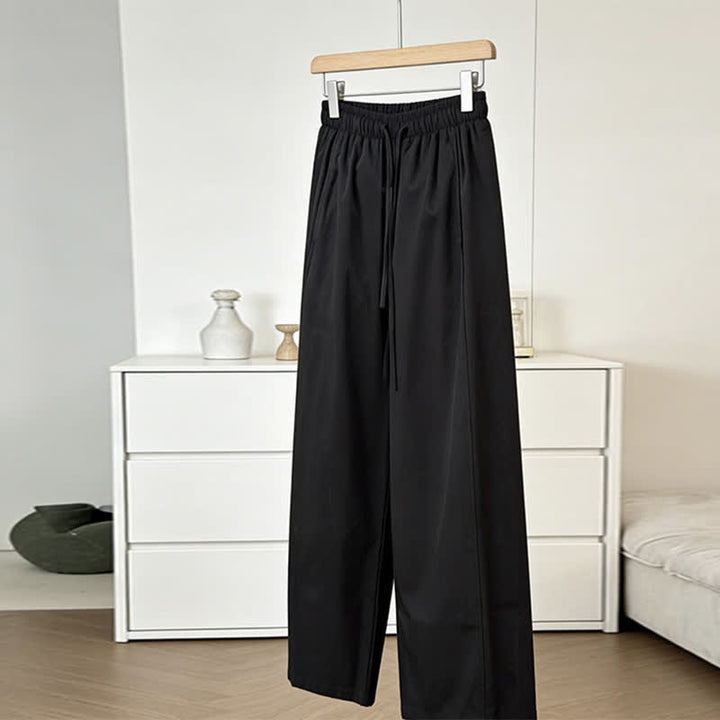 Buddha Stones Summer Minimalist Drawstring Solid Women's Wide Leg Pants With Pockets - image 6