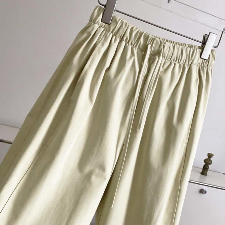 Buddha Stones Summer Minimalist Drawstring Solid Women's Wide Leg Pants With Pockets - image 4