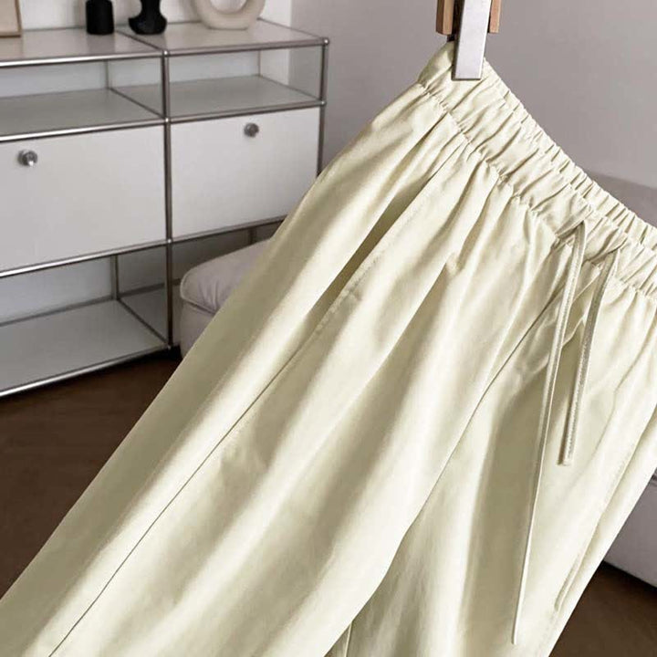 Buddha Stones Summer Minimalist Drawstring Solid Women's Wide Leg Pants With Pockets - image 3
