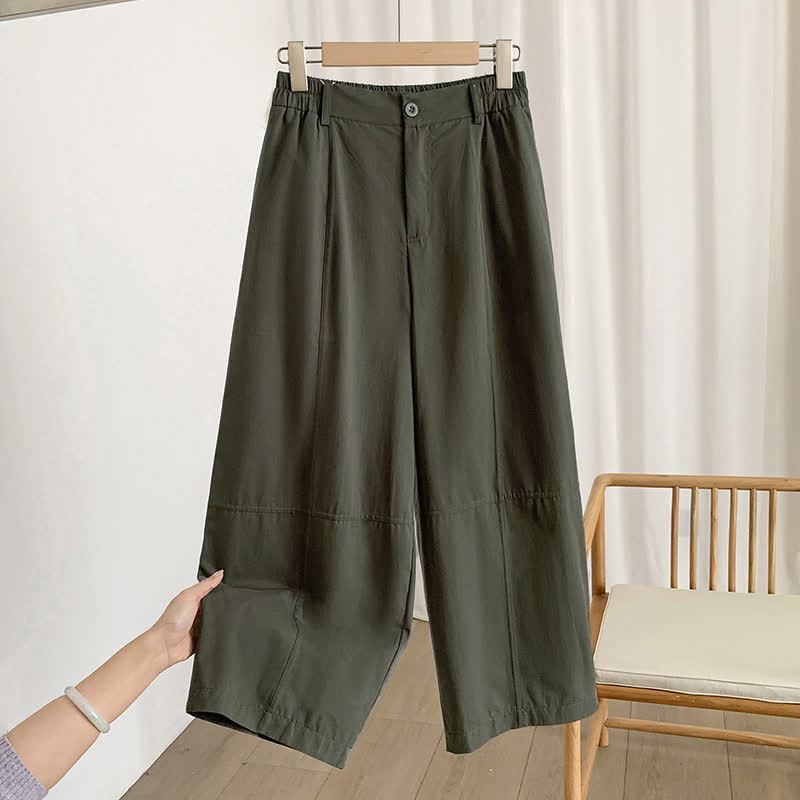 Buddha Stones Summer Casual Button-Up Solid Women's Harem Pants With Pockets - image 1