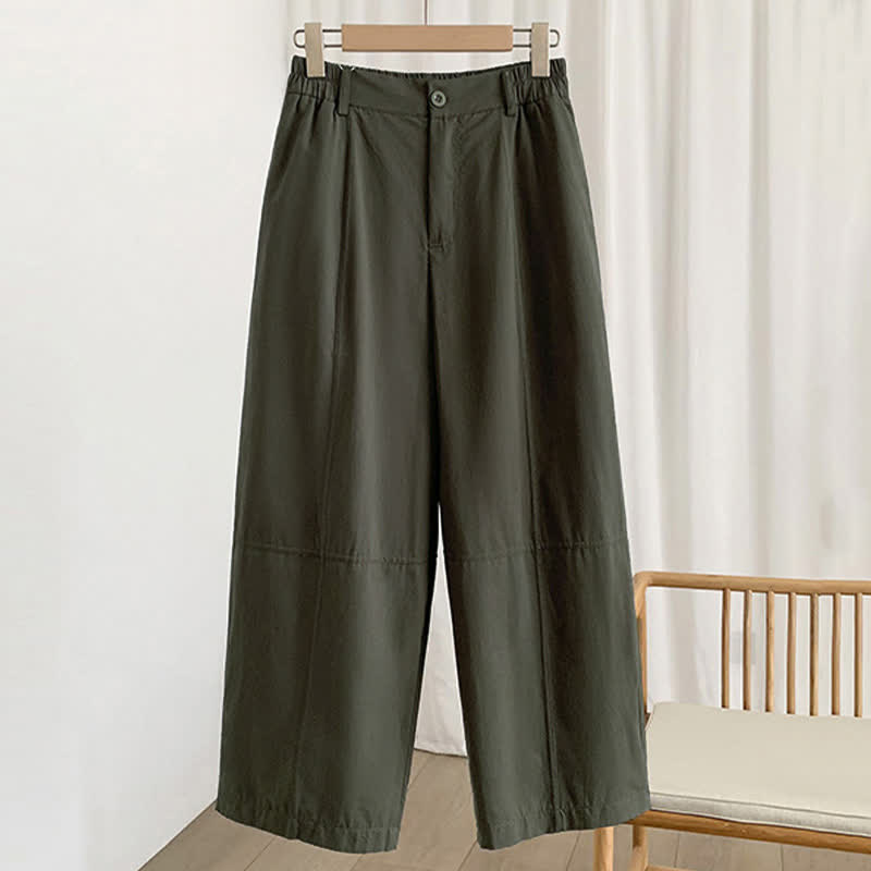 Buddha Stones Summer Casual Button-Up Solid Women's Harem Pants With Pockets - DarkOliveGreen - US8-10，UK/AU12-14，EU40-42 (2XL) - image 0