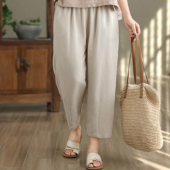 Buddha Stones Summer Casual Solid Women's Tapered Pants With Pockets - image 10