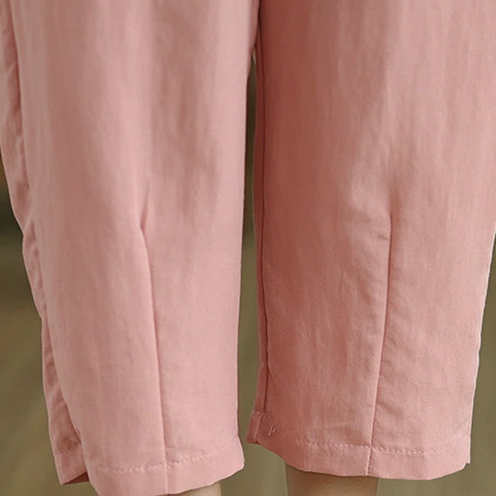 Buddha Stones Summer Casual Solid Women's Tapered Pants With Pockets - image 22