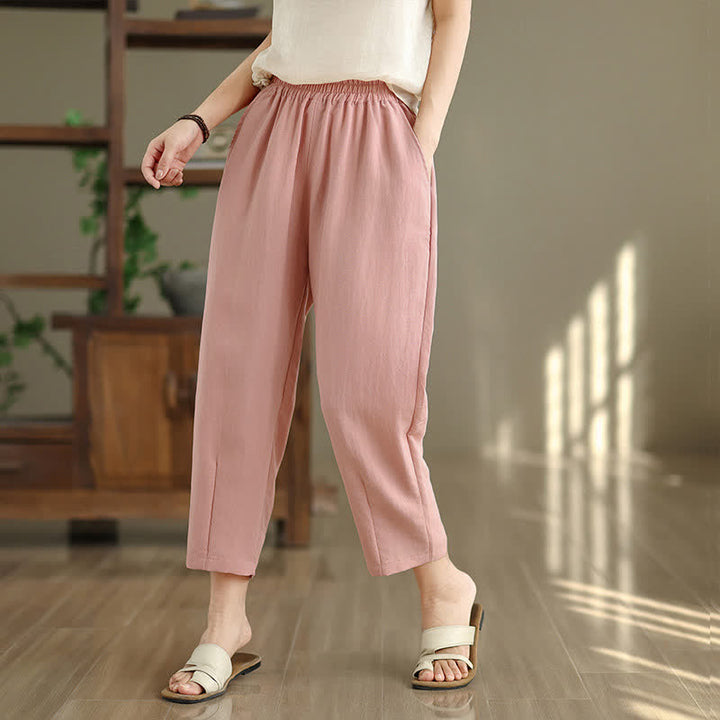 Buddha Stones Summer Casual Solid Women's Tapered Pants With Pockets - image 21