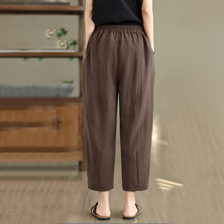 Buddha Stones Summer Casual Solid Women's Tapered Pants With Pockets - image 4