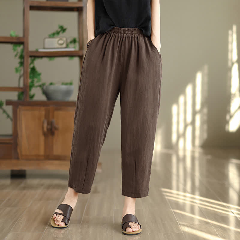 Buddha Stones Summer Casual Solid Women's Tapered Pants With Pockets - Sienna - US8-10，UK/AU12-14，EU40-42 (2XL) - image 0