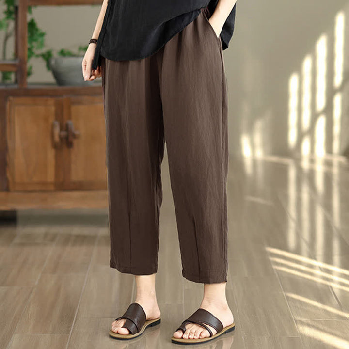 Buddha Stones Summer Casual Solid Women's Tapered Pants With Pockets - image 6