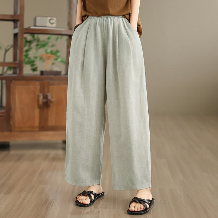 Buddha Stones Summer Minimalist Pleated Solid Women's Harem Pants With Pockets - image 17