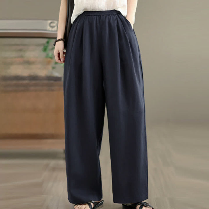 Buddha Stones Summer Minimalist Pleated Solid Women's Harem Pants With Pockets - image 6