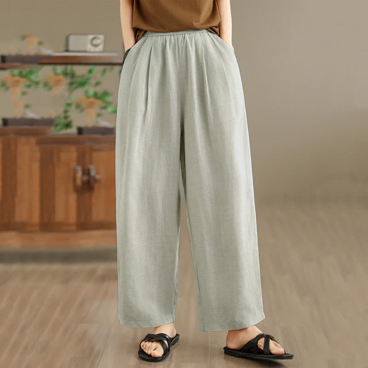 Buddha Stones Summer Minimalist Pleated Solid Women's Harem Pants With Pockets - image 16