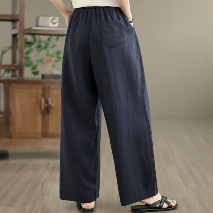 Buddha Stones Summer Minimalist Pleated Solid Women's Harem Pants With Pockets - image 2
