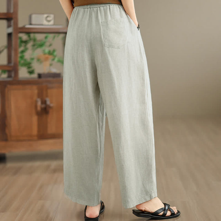 Buddha Stones Summer Minimalist Pleated Solid Women's Harem Pants With Pockets - image 13