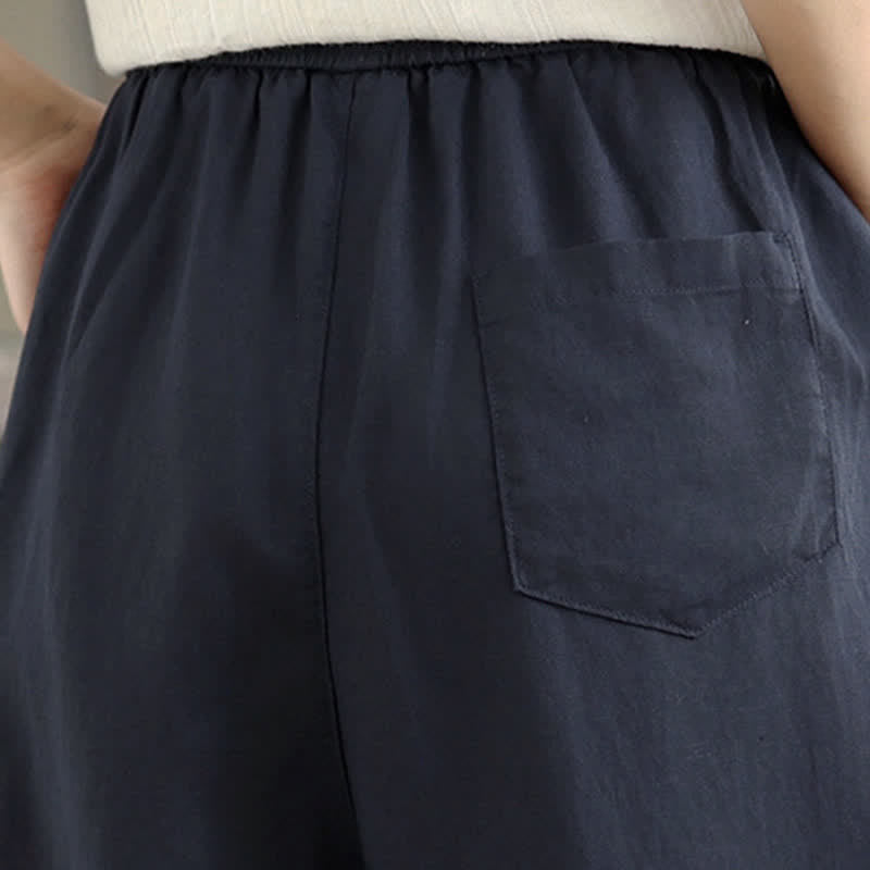 Buddha Stones Summer Minimalist Pleated Solid Women's Harem Pants With Pockets - image 9