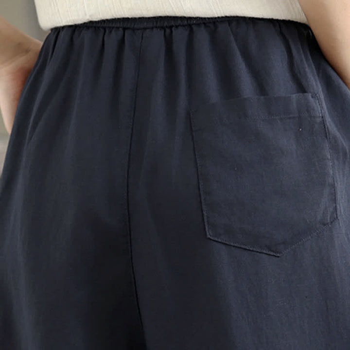 Buddha Stones Summer Minimalist Pleated Solid Women's Harem Pants With Pockets - image 9