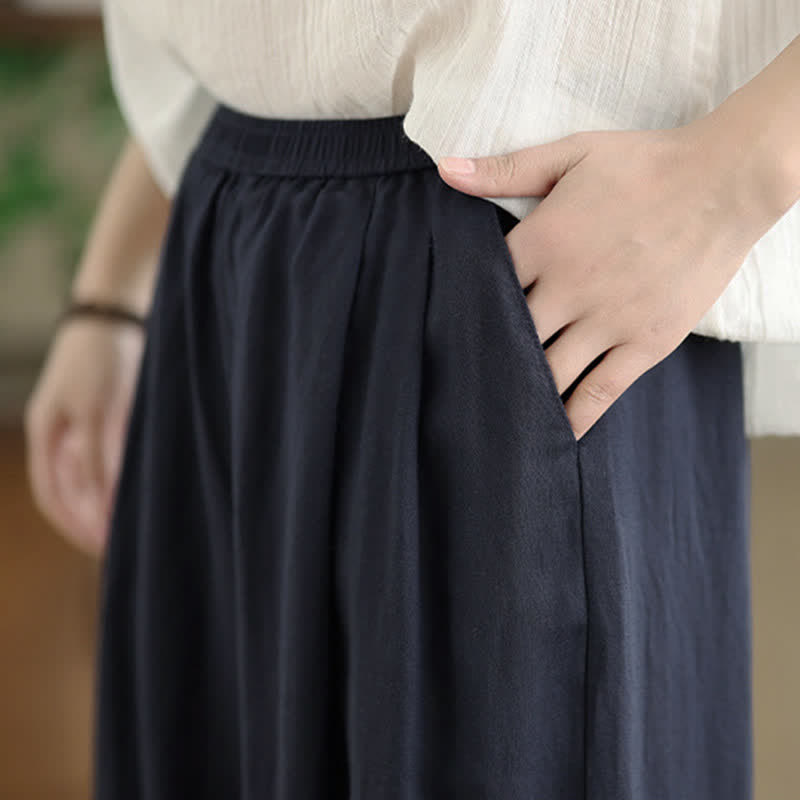 Buddha Stones Summer Minimalist Pleated Solid Women's Harem Pants With Pockets - image 7