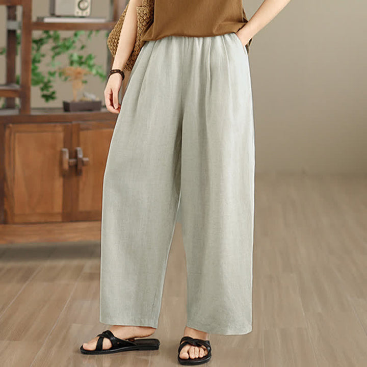 Buddha Stones Summer Minimalist Pleated Solid Women's Harem Pants With Pockets - image 15