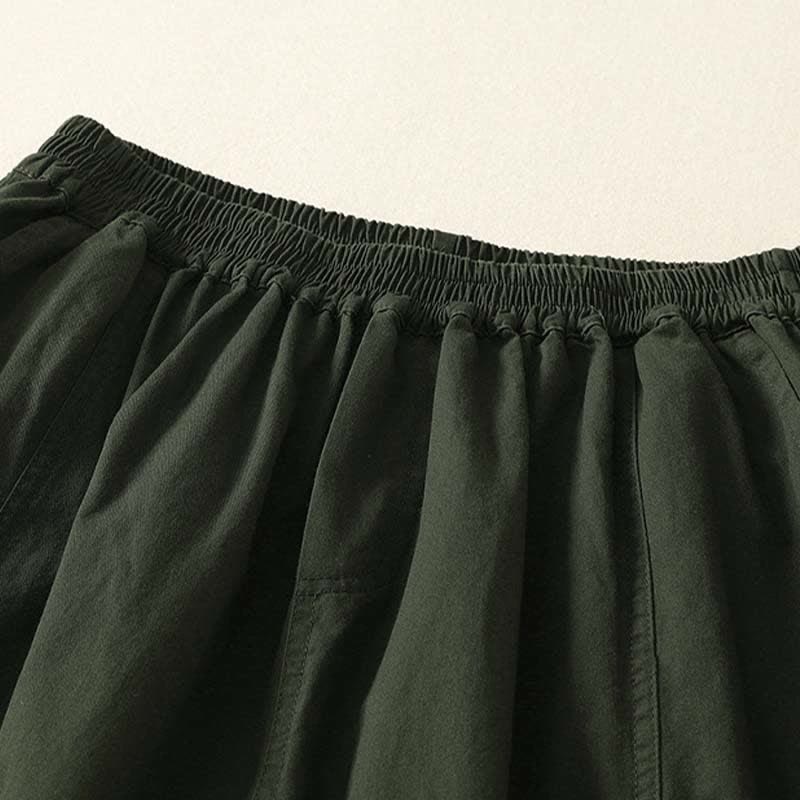 Buddha Stones Summer Casual Elastic Waist Solid Women's Tapered Pants With Pockets - image 3