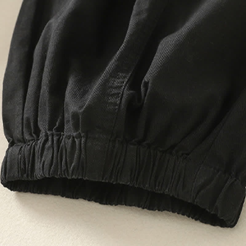 Buddha Stones Summer Casual Elastic Waist Solid Women's Tapered Pants With Pockets - image 9