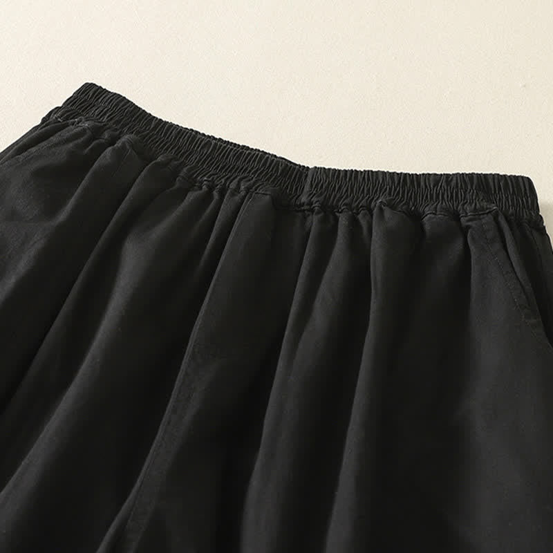 Buddha Stones Summer Casual Elastic Waist Solid Women's Tapered Pants With Pockets - image 8