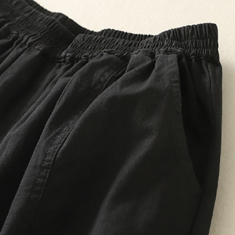 Buddha Stones Summer Casual Elastic Waist Solid Women's Tapered Pants With Pockets - image 6