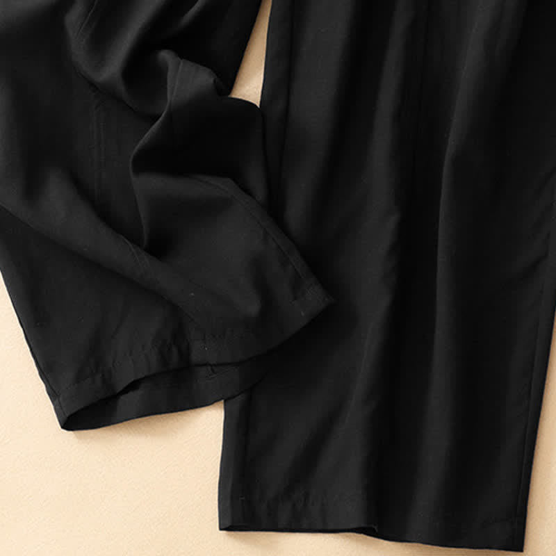 Buddha Stones Summer Minimalist Drawstring Solid Women's Straight Pants With Pockets - image 8