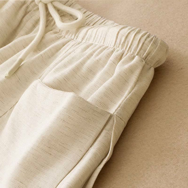 Buddha Stones Summer Minimalist Drawstring Solid Women's Straight Pants With Pockets - image 4