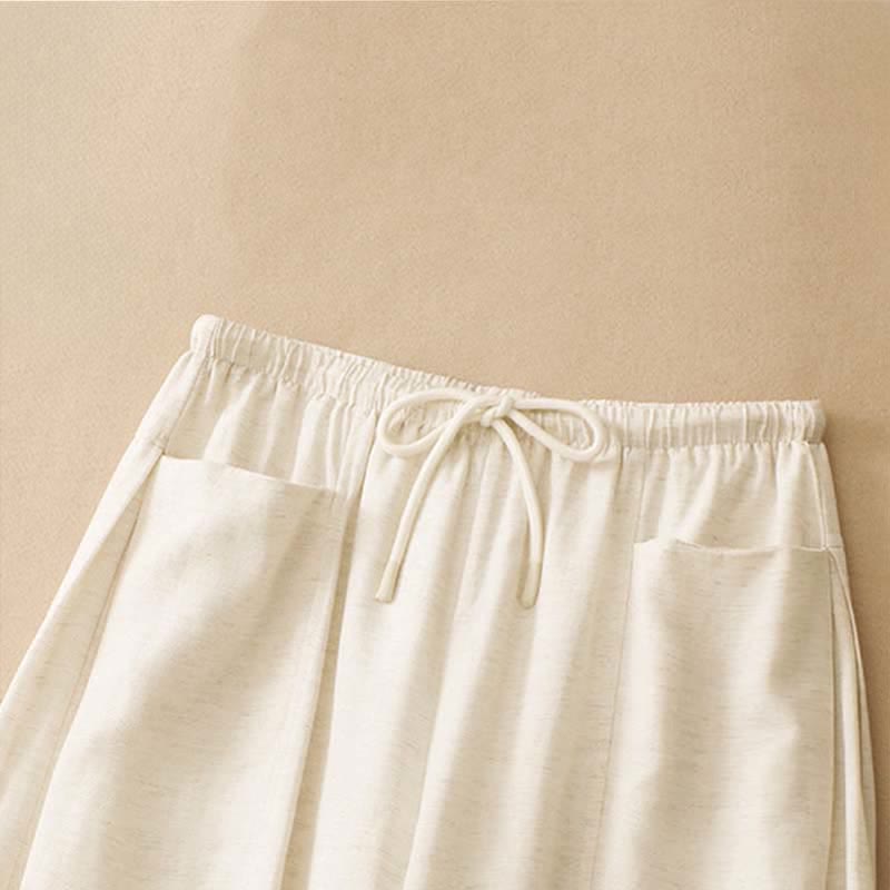 Buddha Stones Summer Minimalist Drawstring Solid Women's Straight Pants With Pockets - image 2