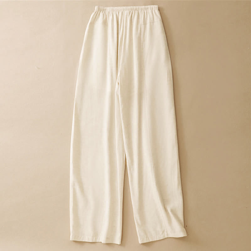 Buddha Stones Summer Minimalist Drawstring Solid Women's Straight Pants With Pockets - image 1