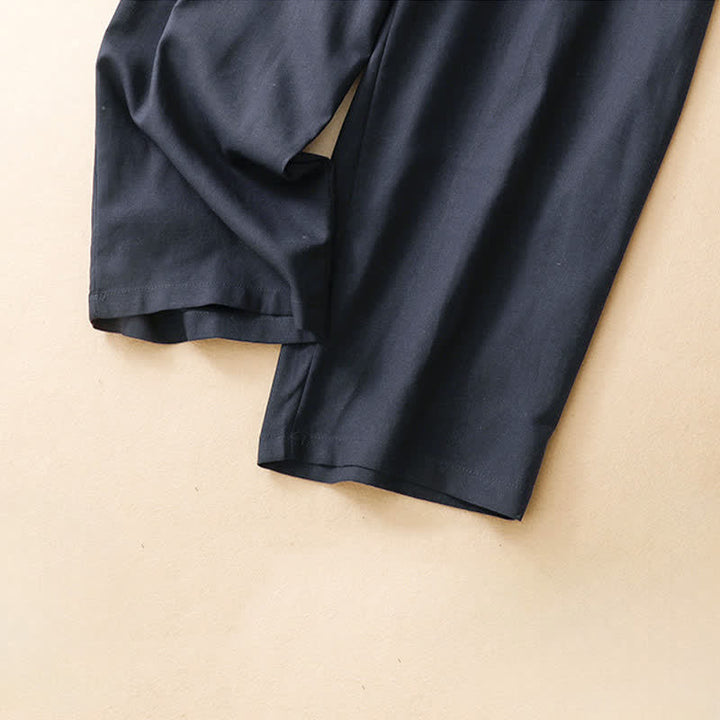 Buddha Stones Summer Minimalist Button-Up High Waist Solid Linen Women's Harem Pants With Pockets  - image 6