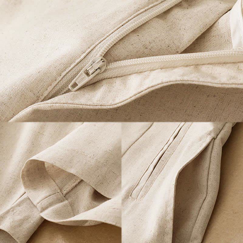 Buddha Stones Summer Minimalist Button-Up High Waist Solid Linen Women's Harem Pants With Pockets  - image 11