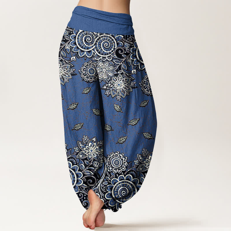 Buddha Stones Pure Cotton Bold Orange Paisley Mandala Pattern Women's Elastic Waist Harem Pants - image 6