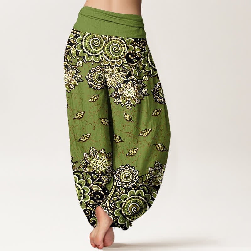 Buddha Stones Pure Cotton Bold Orange Paisley Mandala Pattern Women's Elastic Waist Harem Pants - image 9
