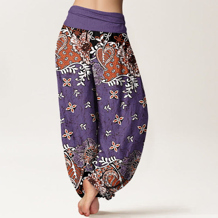 Buddha Stones Pure Cotton Bohemian Paisley Floral Pattern Women's Elastic Waist Harem Pants - image 6