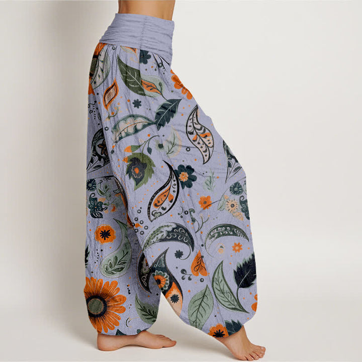 Buddha Stones Pure Cotton Bohemian Paisley Sunflower Pattern Women's Elastic Waist Harem Pants - image 10