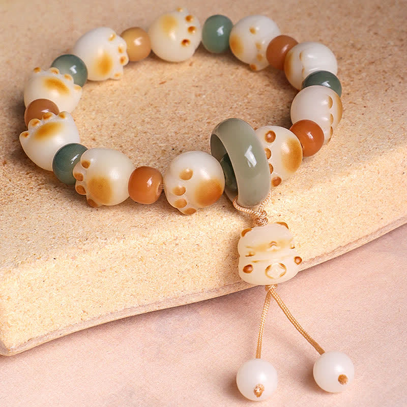 Buddha Stones Natural Bodhi Seed Cat Paw Design Wealth Bracelet - image 4