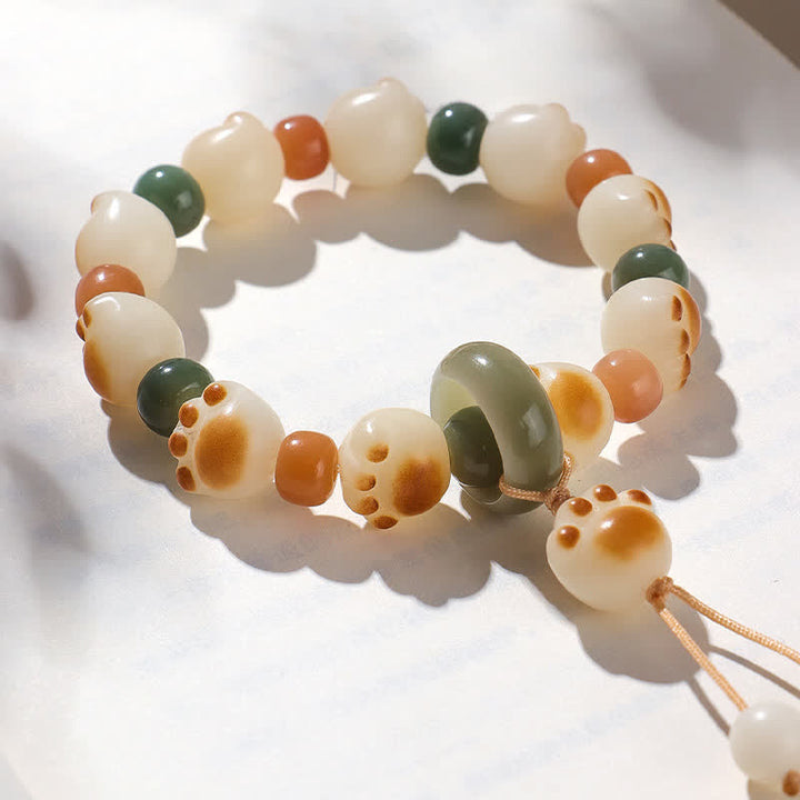 Buddha Stones Natural Bodhi Seed Cat Paw Design Wealth Bracelet - image 1