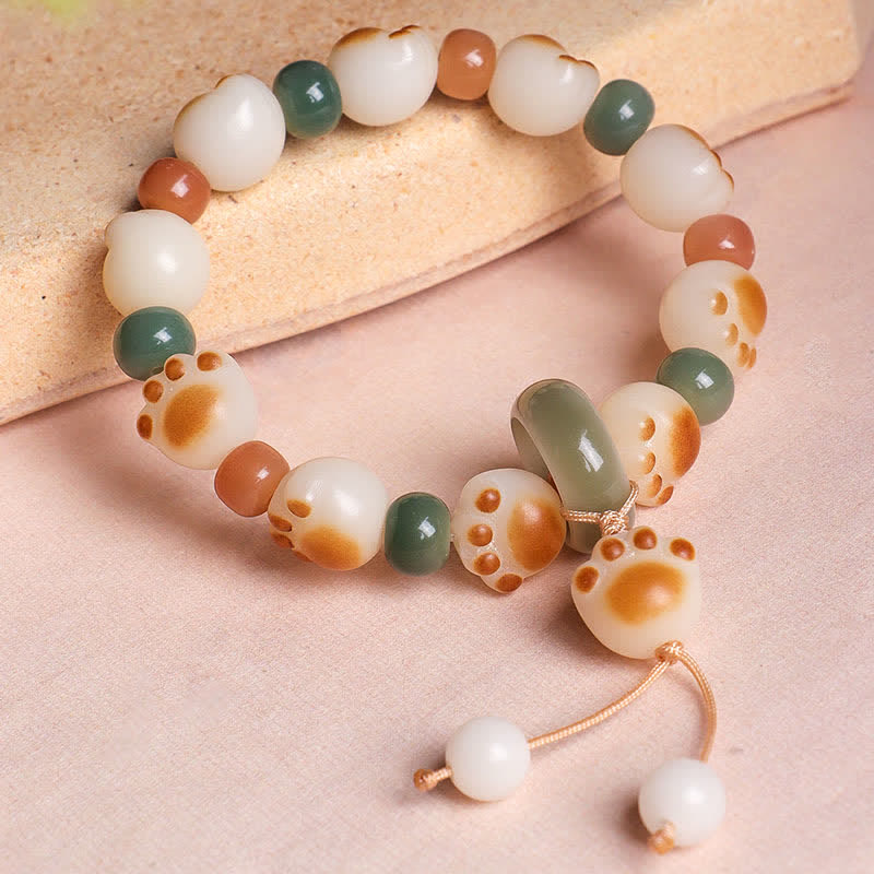 Buddha Stones Natural Bodhi Seed Cat Paw Design Wealth Bracelet - image 2