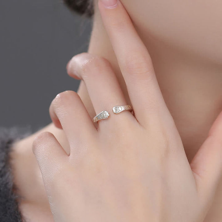 Buddha Stones 999 Sterling Silver Cat Paw Balance Ring - image 8