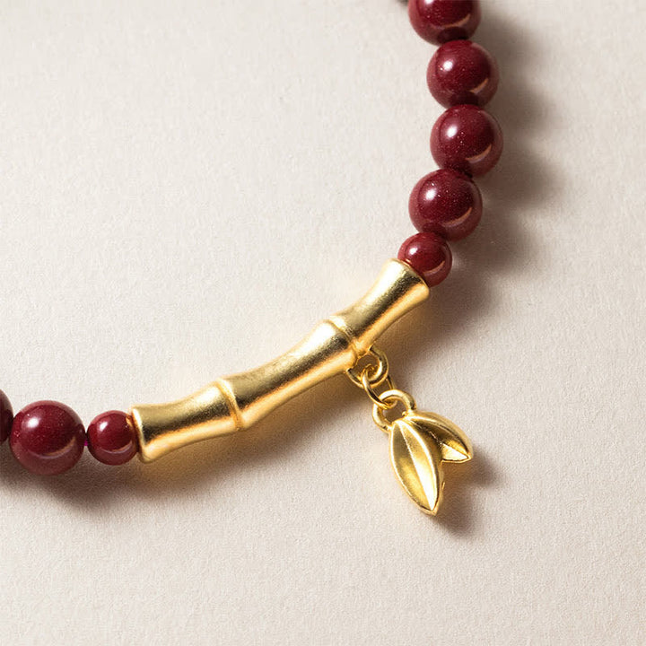 Buddha Stones Cinnabar 999 Sterling Silver Bamboo Blessing Bracelet - image 3